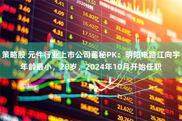 策略股 元件行业上市公司董秘PK：明阳电路江向宇年龄最小，28岁，2024年10月开始任职