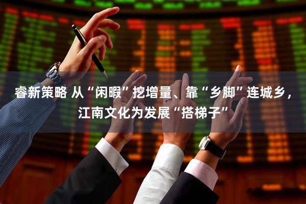 睿新策略 从“闲暇”挖增量、靠“乡脚”连城乡，江南文化为发展“搭梯子”